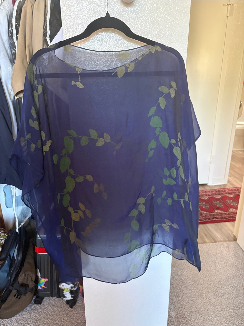 Sheer Navy Floral Vine Kimono Top - Unbranded